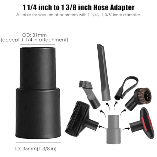 ANBOO 1 1/4 Inch Vacuum Attachments Accessories, Vacuum Cleaner Tools Kit with Dusty Brush, Hose Adapters for 1-1/4 inch 1-3/8 inch Hoses, 7 Pack - Image 3