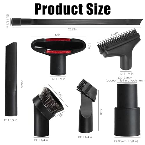 ANBOO 1 1/4 Inch Vacuum Attachments Accessories, Vacuum Cleaner Tools Kit with Dusty Brush, Hose Adapters for 1-1/4 inch 1-3/8 inch Hoses, 7 Pack - Image 2