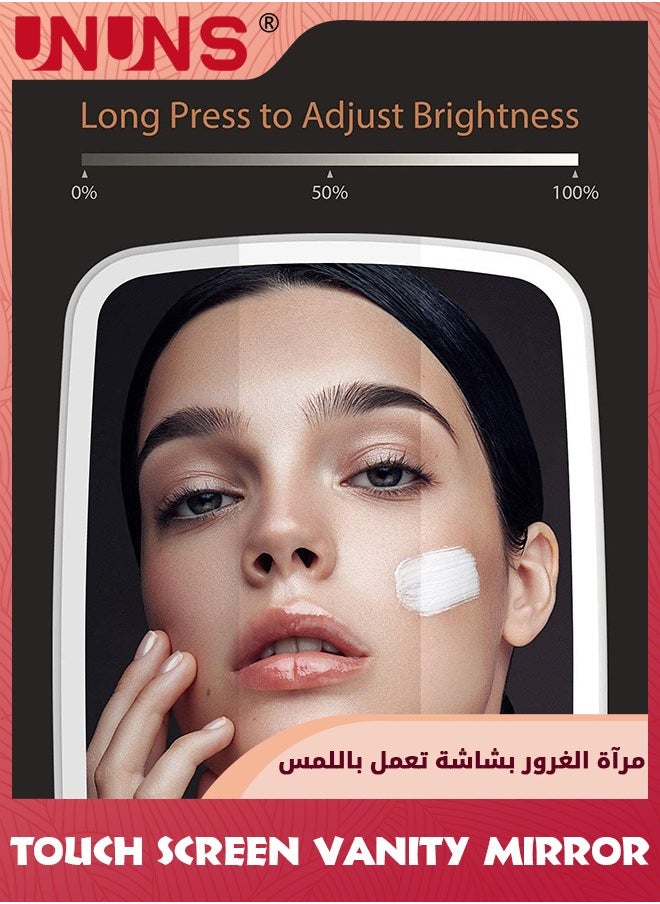 UNUNS Makeup Mirrors,LED Touch Screen Vanity Mirror,3 Color Dimmable Lighting,Brightness Adjustable Tabletop Mirror,USB Rechargeable Makeup Mirror,Portable Travel Mirror,Foldable Lighted Beauty Mirror  - Image 2