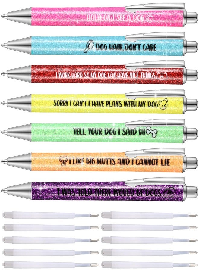 Sherr 7 Pcs Fancy Pens for Women Cute Sparkly Glitter Pens with 10 Pcs Black Ink Refills Pretty Gifts for Girls Office School Christmas Graduation (Dog Lover) - Image 1