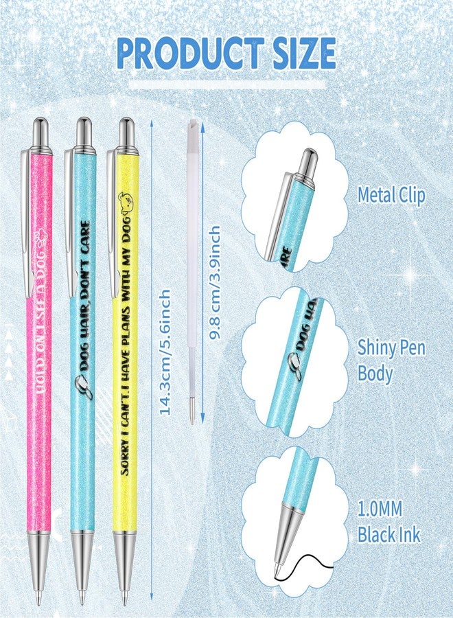 Sherr 7 Pcs Fancy Pens for Women Cute Sparkly Glitter Pens with 10 Pcs Black Ink Refills Pretty Gifts for Girls Office School Christmas Graduation (Dog Lover) - Image 2