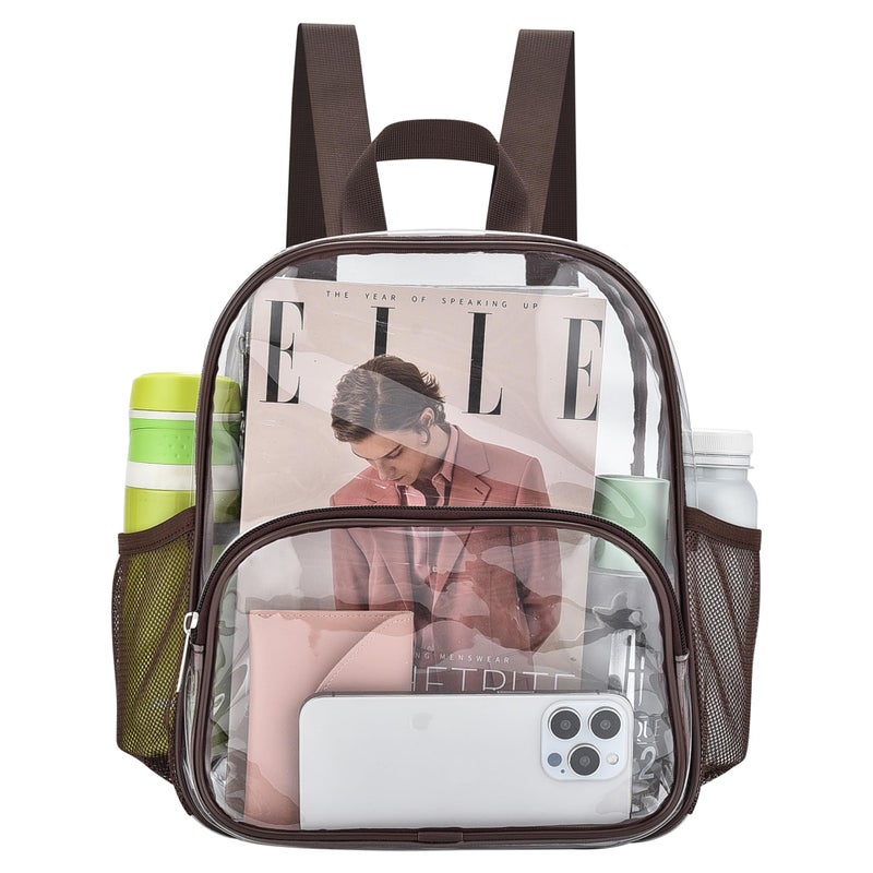 Busiuw Clear Backpack for Stadium Events 12x12x6 with Front Pocket for Concert Sport Fashion Women Backpack Events Work Travel(Chocolate) - Image 1