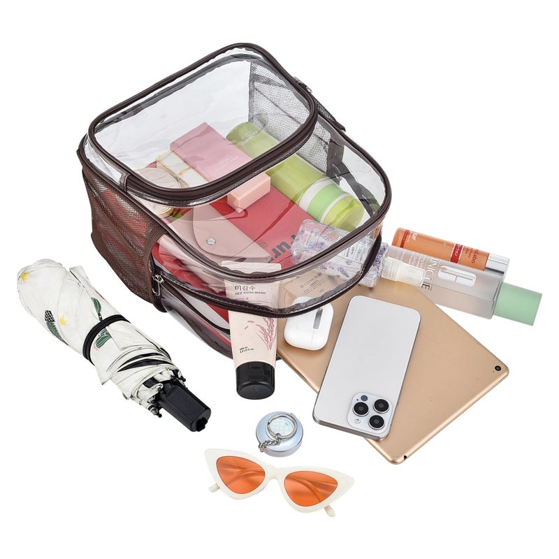 Busiuw Clear Backpack for Stadium Events 12x12x6 with Front Pocket for Concert Sport Fashion Women Backpack Events Work Travel(Chocolate) - Image 5