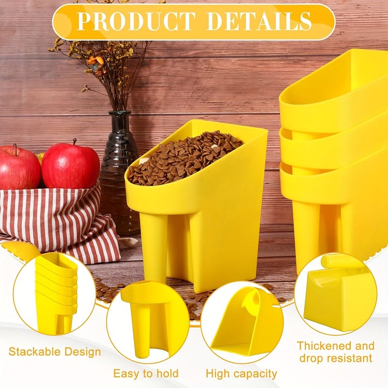 3 Pack Durable Yellow Plastic Feed Scoops Stackable Grain Shovels For Horse Farms Poultry Coops And Farm Work - Image 5