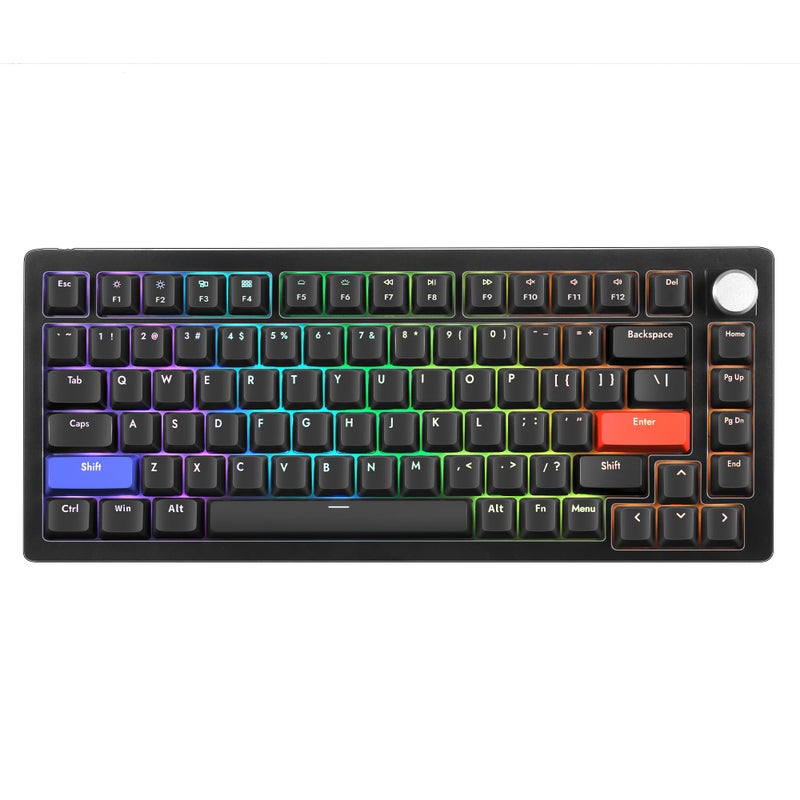 DrunkDeer A75-Mechanical-Keyboard, TKL Gaming Keyboards, Hyper Fast Magnetic-Switch, RGB Wired USB Compact 82 Keys with Knob, Anti-Ghosting Spill-Resistant Black - Image 1