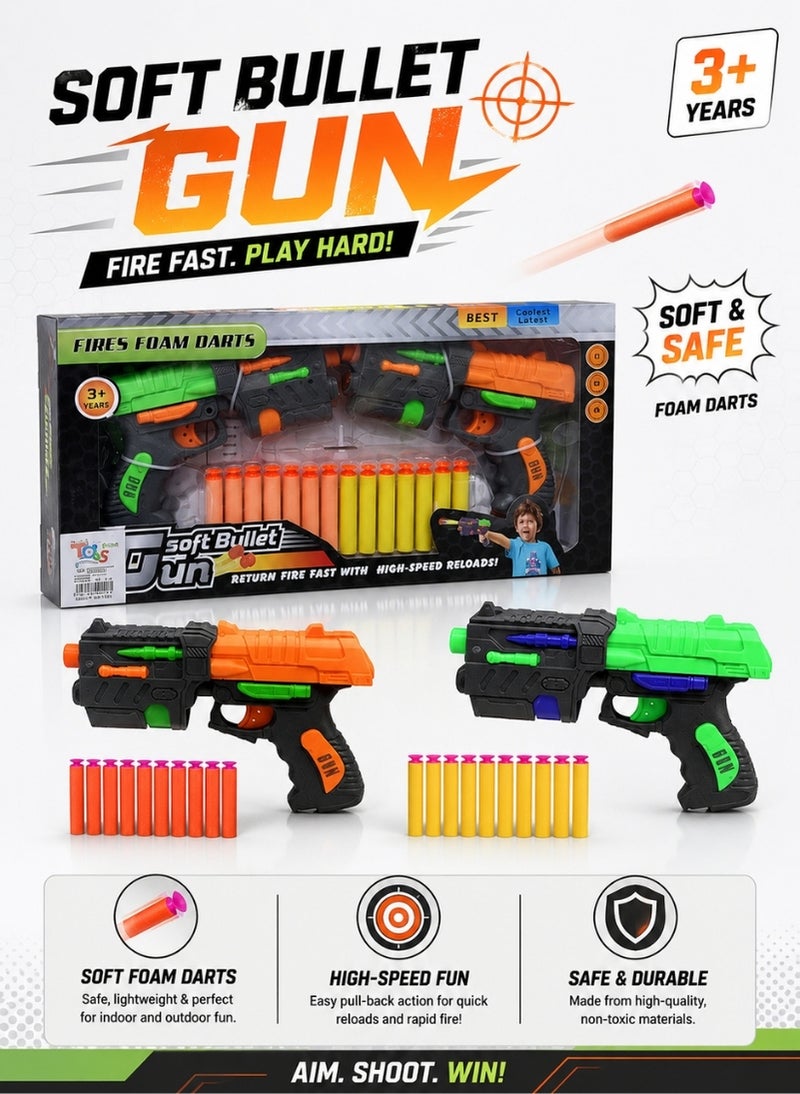TOLSEN 2 Piece Foam Blaster Gun Toy With 14 Bullets - Image 1
