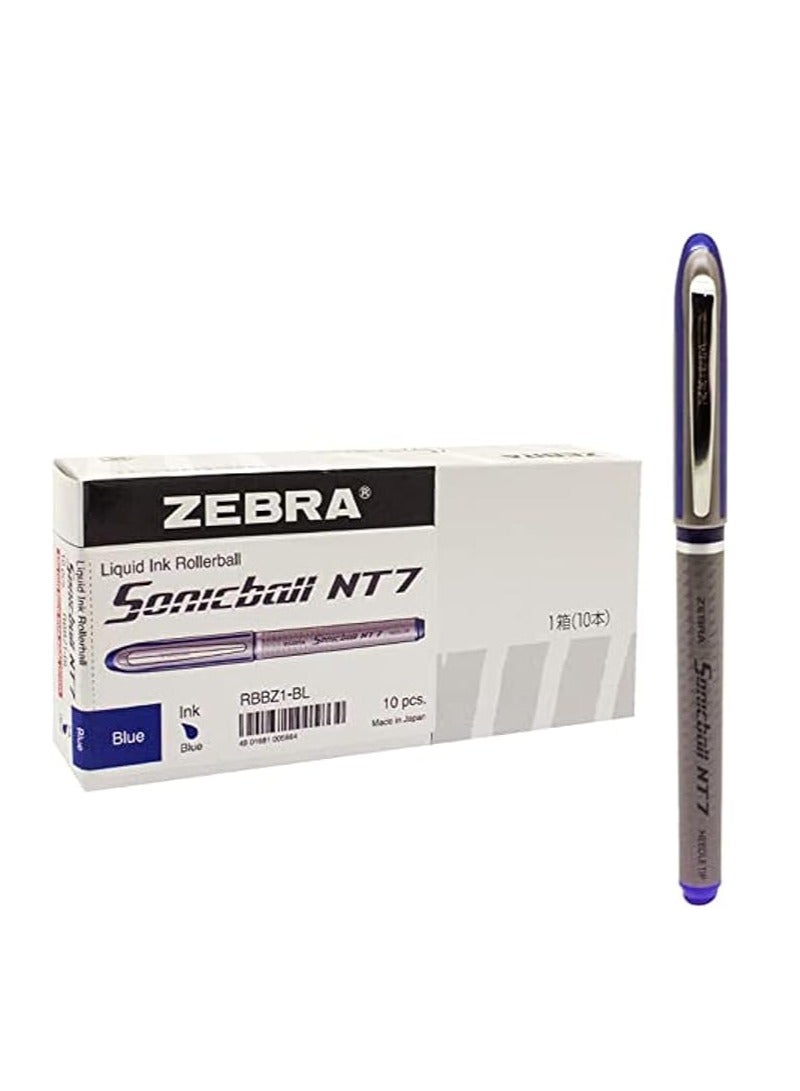 Zebra Sonicball NT7 Liquid Ink Pen 10-Pack, Blue