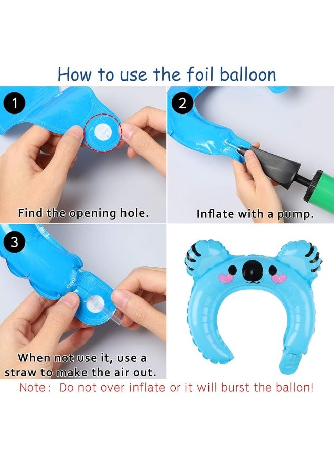 MALLMALL6 50p Zoo Animal Inflatable Headbands Wildlife Balloon Hair Hoop Include Forest Safari Farm Animals Jungle Theme Birthday Party Supplies with Animal Stickers Party Favors Costumes for Kids - Image 1