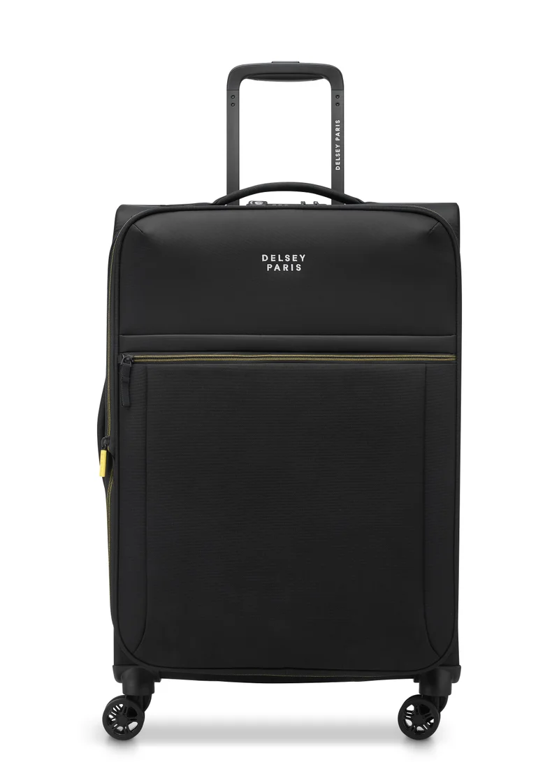 DELSEY Paris Brochant 3.0 67cm Soft Case Expandable 4 Double Wheel Luggage Trolley- Deep Black