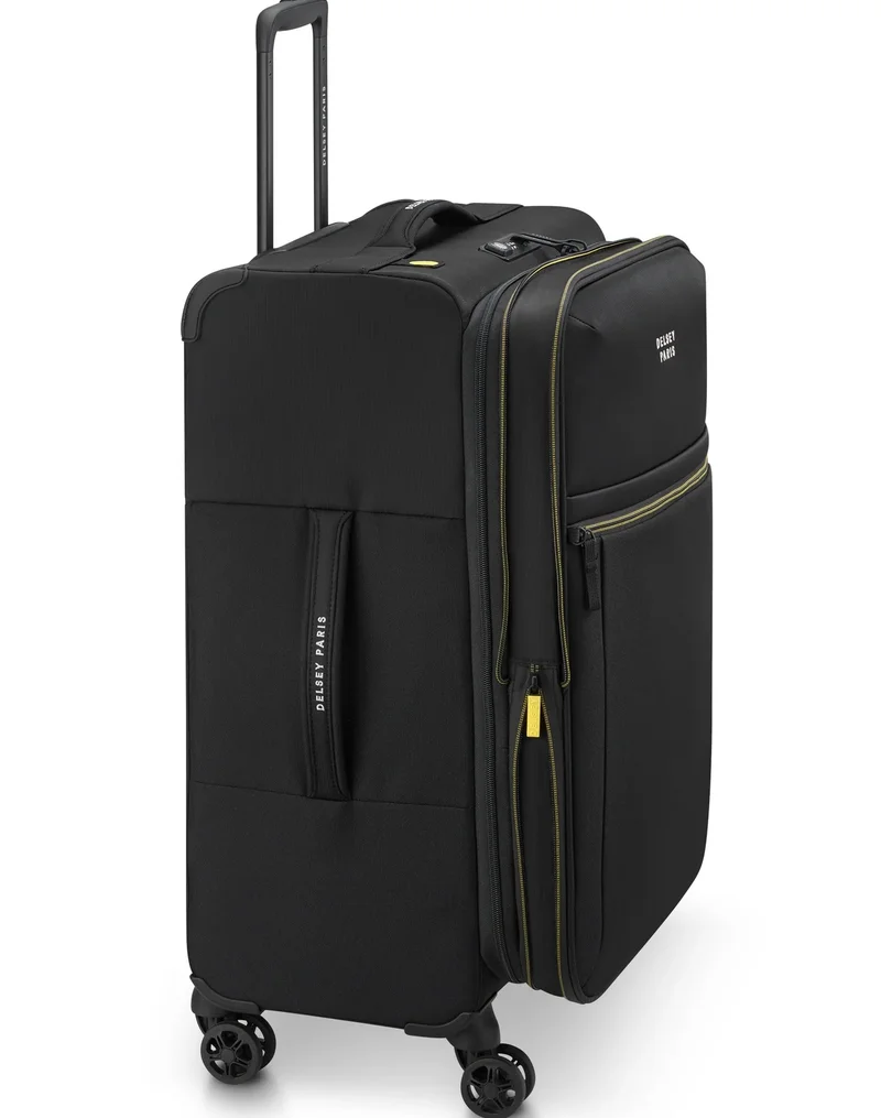 DELSEY Paris Brochant 3.0 - 67 Cm Softcase 4-Double Wheeled Expandable Check-In Luggage Trolley - Deep Black