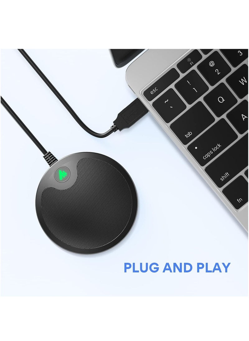 BM10 USB Conference Microphone, Omnidirectional Condenser PC Mic with Mute Button for Video Conference, Zoom Meeting, Skype, Online Class