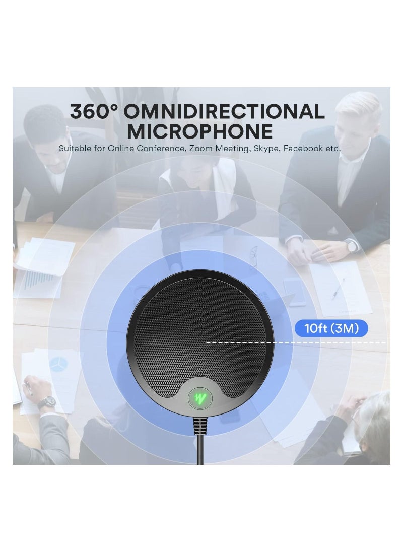 BM10 USB Conference Microphone, Omnidirectional Condenser PC Mic with Mute Button for Video Conference, Zoom Meeting, Skype, Online Class