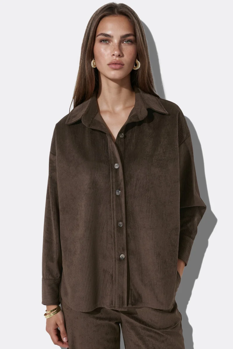 هيكاب Straight Cut Velvet Shirt