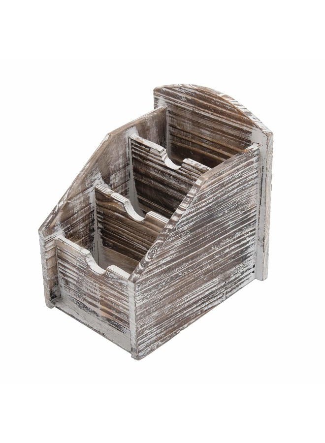 VERGOODR 3 Slot Rustic Wooden Remote Control Frame Media Organizer, Office Supply Storage Rack,Pen storage box (Torched Wood) - Image 4