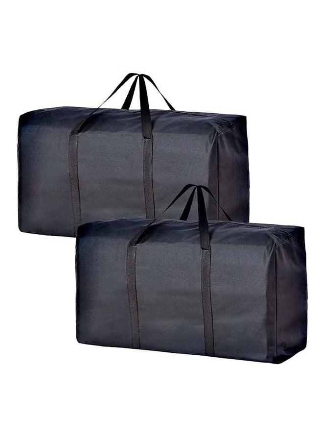 Extra Large Moving Bags with Strong Zippers & Carrying Handles, Storage Totes for Clothes, Storage Bags for Blanket, Space Saving, Oversized Storage Bag Organizer for Moving, Traveling, Black (2 PCS)  - Image 1