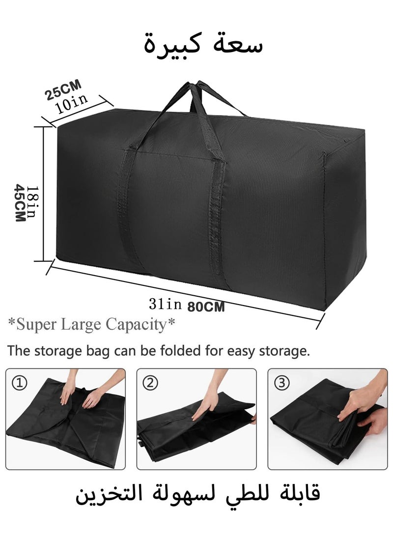 Extra Large Moving Bags with Strong Zippers & Carrying Handles, Storage Totes for Clothes, Storage Bags for Blanket, Space Saving, Oversized Storage Bag Organizer for Moving, Traveling, Black (2 PCS)  - Image 3