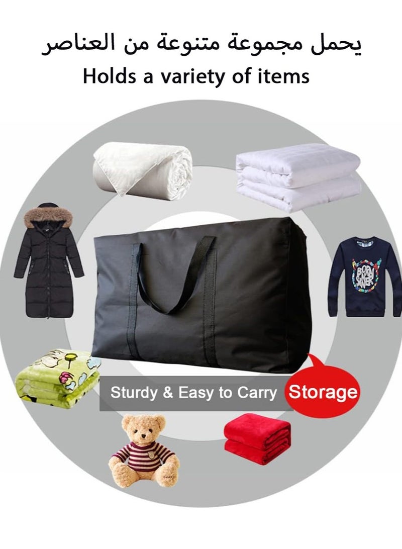 Extra Large Moving Bags with Strong Zippers & Carrying Handles, Storage Totes for Clothes, Storage Bags for Blanket, Space Saving, Oversized Storage Bag Organizer for Moving, Traveling, Black (2 PCS)  - Image 4