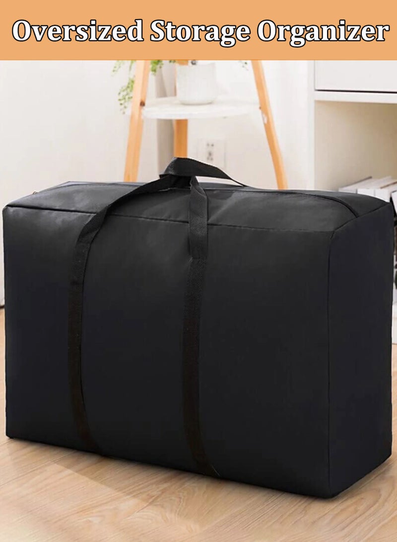 2 PCS Extra Large Moving Bags with Strong Zippers & Carrying Handles, Storage Totes for Clothes, Storage Bags for Blanket, Space Saving, Oversized Storage Bag Organizer for Moving, Traveling, Black - Image 5