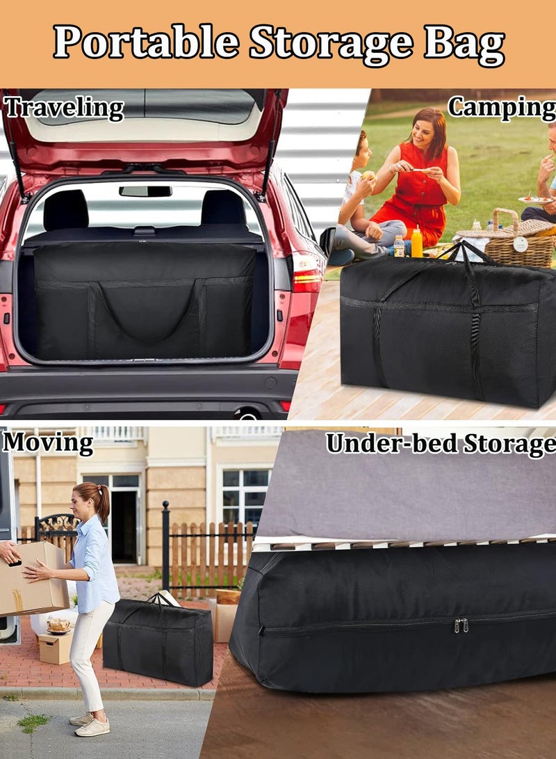 2 PCS Extra Large Moving Bags with Strong Zippers & Carrying Handles, Storage Totes for Clothes, Storage Bags for Blanket, Space Saving, Oversized Storage Bag Organizer for Moving, Traveling, Black - Image 4