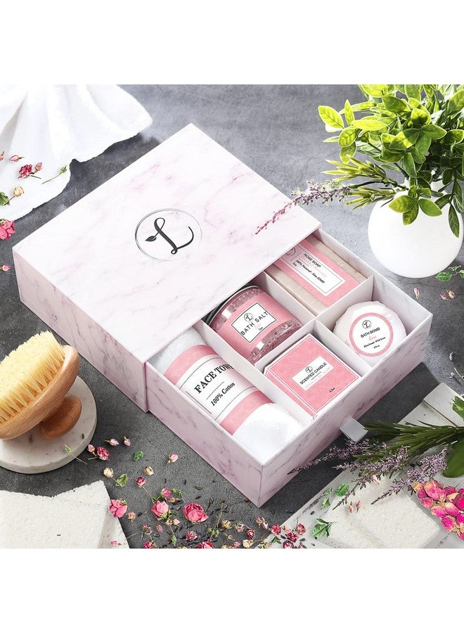 envizins Spa Gift Set 100% Natural Gift Box Includes: Bath Bomb Bath Salt Hand Soap Scented Candle Face Cloth And Gift Box. Best Gift For Her. (Rose) - Image 2