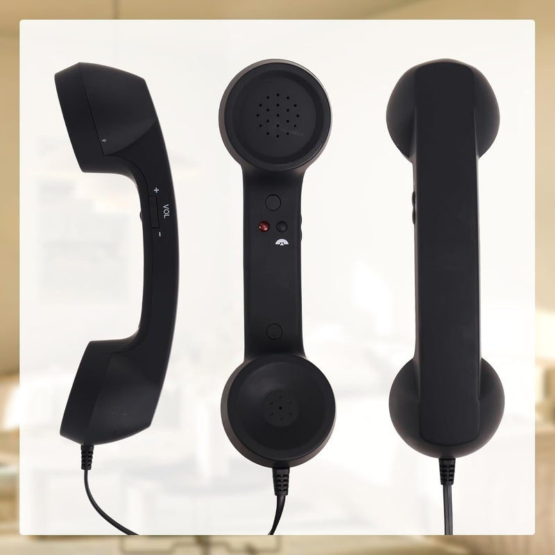 BTFO Retro Phone Handset for iPhone/Android, Type C Old School Cell Phone Receiver with Microphone & Speaker 90s Style Photos Prop for Mobile Phones (Black) - Image 3