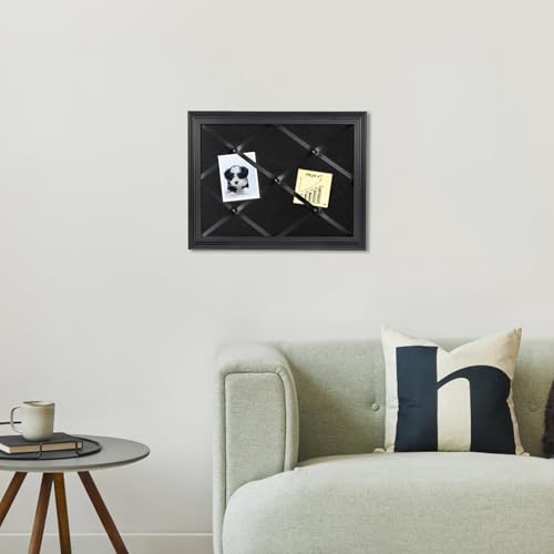 Aitakatta Black Felt Memo Bulletin Board with Frame, 17x13 inches Pin Board for Wall, Vision Board Message Board Memo Board with Criss-Cross Ribbons for Home Office School Wall Decor(BK Velvet-F,4333) - Image 5