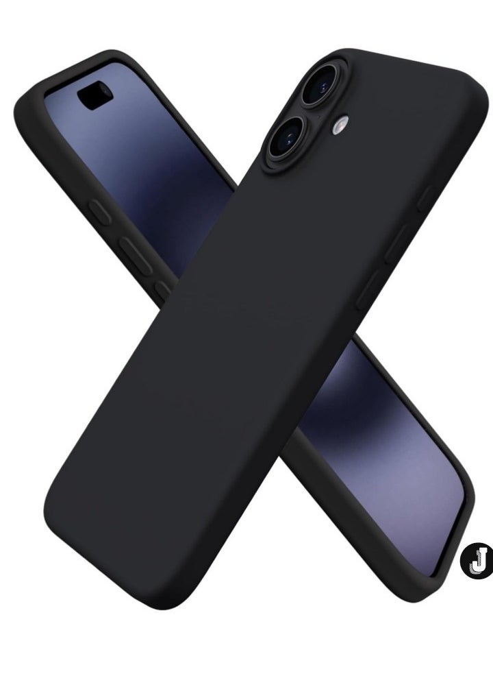 JAJEEK "Premium Soft Liquid Silicone Case for iPhone 16 – Silky Soft Touch Full-Body Protective Bumper (Black)" - Image 1