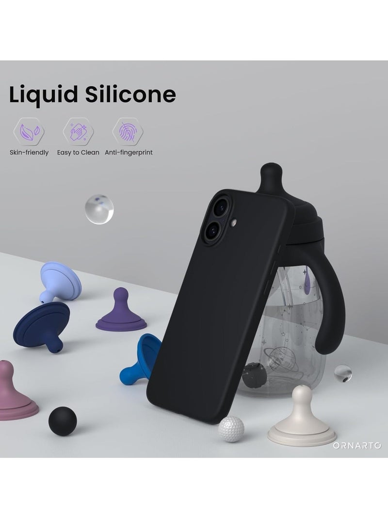 JAJEEK "Premium Soft Liquid Silicone Case for iPhone 16 – Silky Soft Touch Full-Body Protective Bumper (Black)" - Image 2