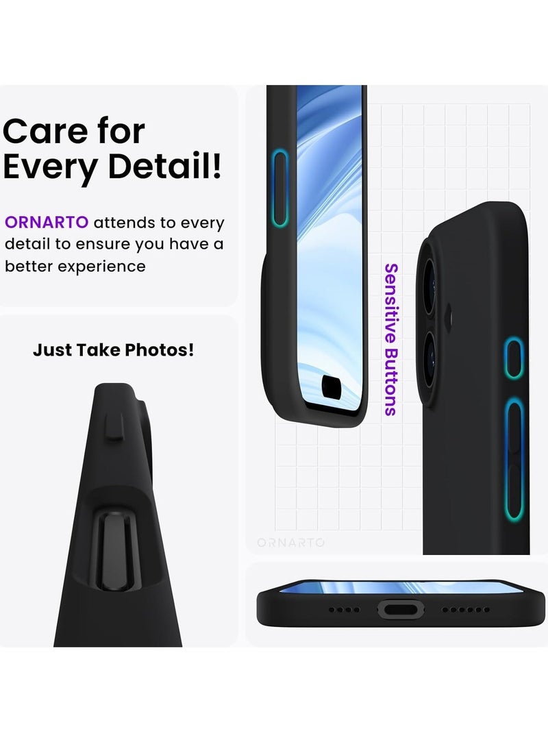 JAJEEK "Premium Soft Liquid Silicone Case for iPhone 16 – Silky Soft Touch Full-Body Protective Bumper (Black)" - Image 4