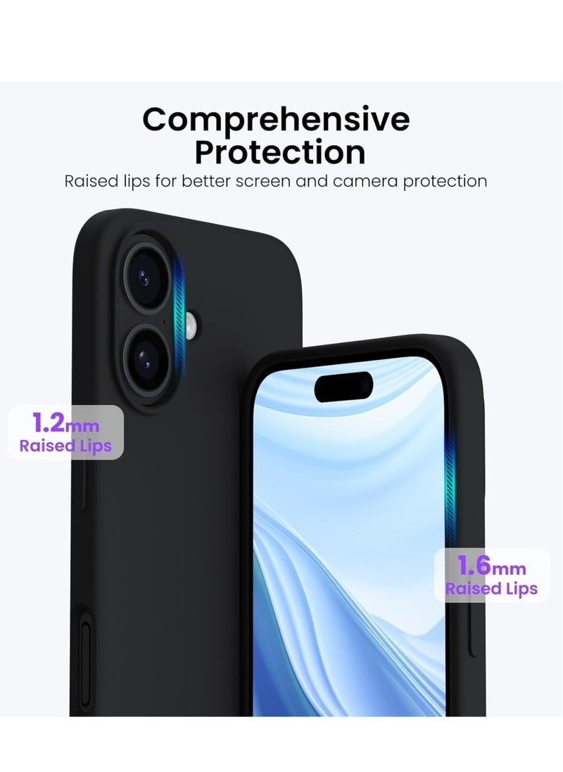 JAJEEK "Premium Soft Liquid Silicone Case for iPhone 16 – Silky Soft Touch Full-Body Protective Bumper (Black)" - Image 3