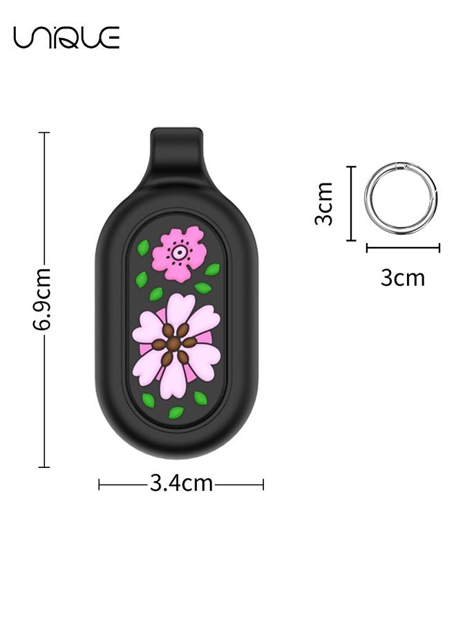 Unique 2 Pack - for Samsung Galaxy SmartTag 2 Floral Pattern Cover - Waterproof Full Protective Silicone Case Anti-Lost Scratch Resistant Protective Cover for Galaxy SmartTag 2 Case for Keys Pets Luggage Wallet (Black+Green) - Image 2