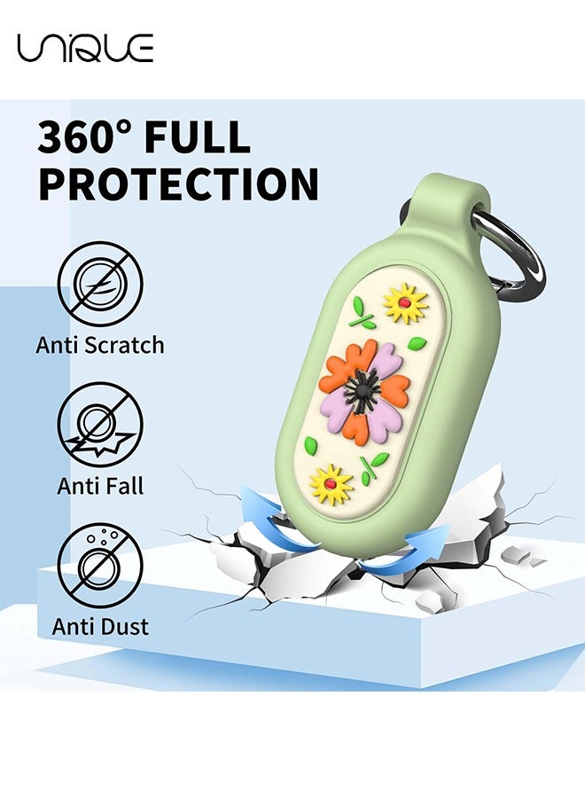 Unique 2 Pack - for Samsung Galaxy SmartTag 2 Floral Pattern Cover - Waterproof Full Protective Silicone Case Anti-Lost Scratch Resistant Protective Cover for Galaxy SmartTag 2 Case for Keys Pets Luggage Wallet (Black+Green) - Image 5