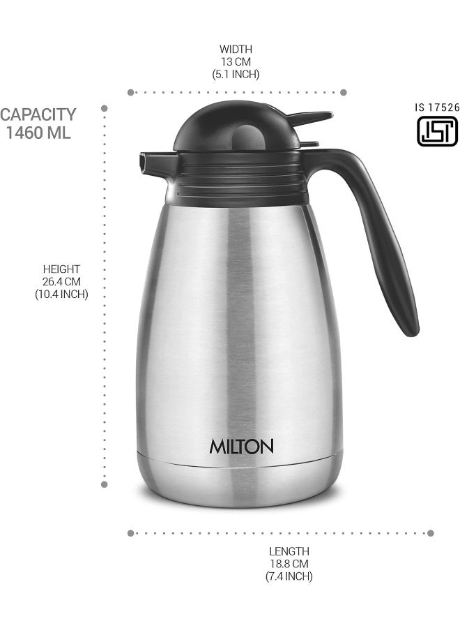 Milton Thermosteel Carafe 24 Hours Hot and Cold, 1500 ml, Silver - Image 5