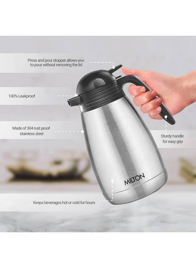 Milton Thermosteel Carafe 24 Hours Hot and Cold, 1500 ml, Silver - Image 4
