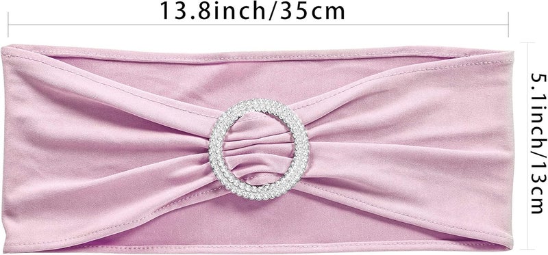 Obstal 10 PCS Spandex Stretch Chair Sashes Bows for Wedding Reception- Universal Elastic Chair Cover Bands with Buckle Slider for Banquet, Party, Hotel Event Decorations Light Pink Sashes - Image 4