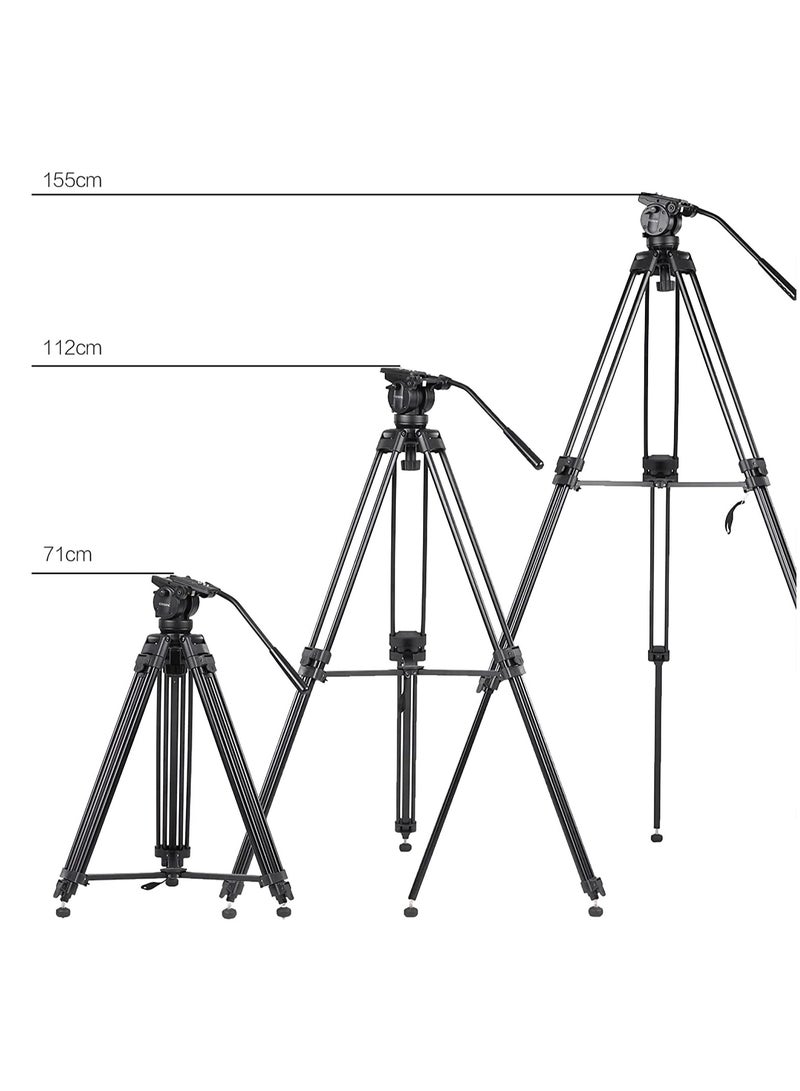COOPIC CP VT20 Professional 155cm Aluminum Alloy Video Camera Tripod with 360 Degree Fluid Pan Head,1/4 and 3/8 -inch Quick Shoe Plate and Bag， - Image 5