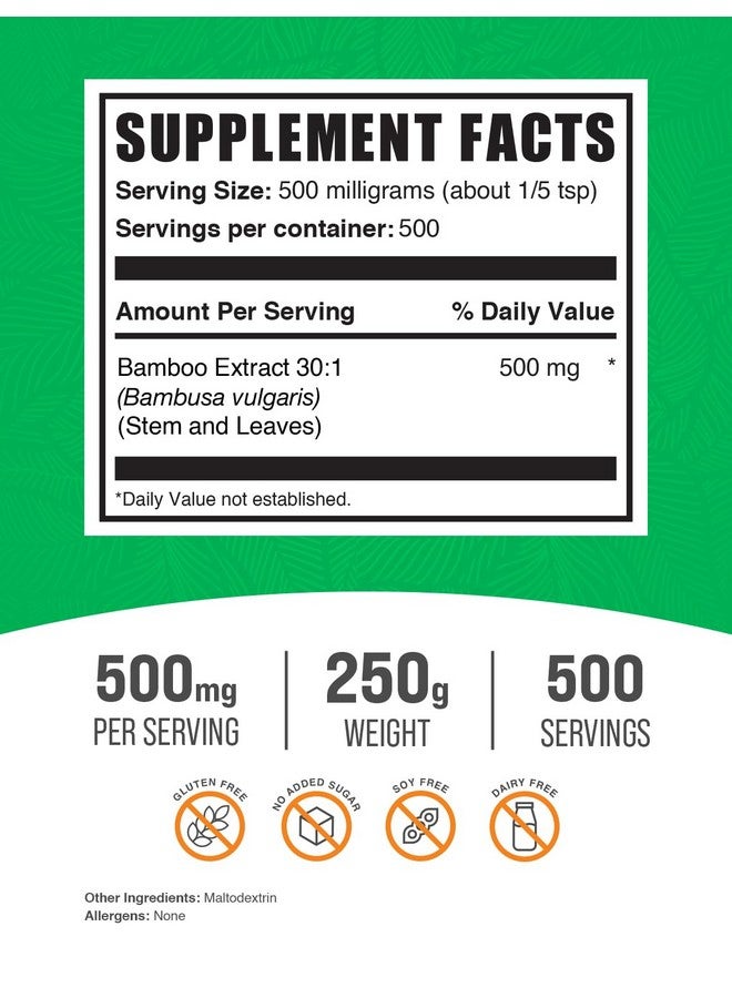BulkSupplements.com Bamboo Extract Powder - Silica Supplements, Bamboo Supplement - Herbal & Gluten Free, 500mg per Serving, 250g (8.8 oz) (Pack of 1) - Image 2