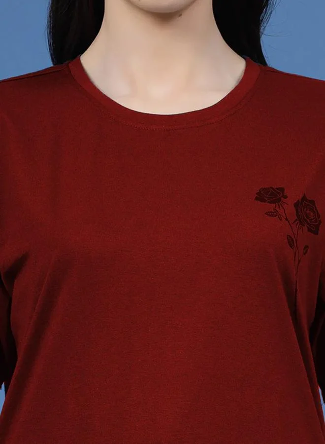 تايك تو تيشيرت مطبع بقصة واسعة مارون