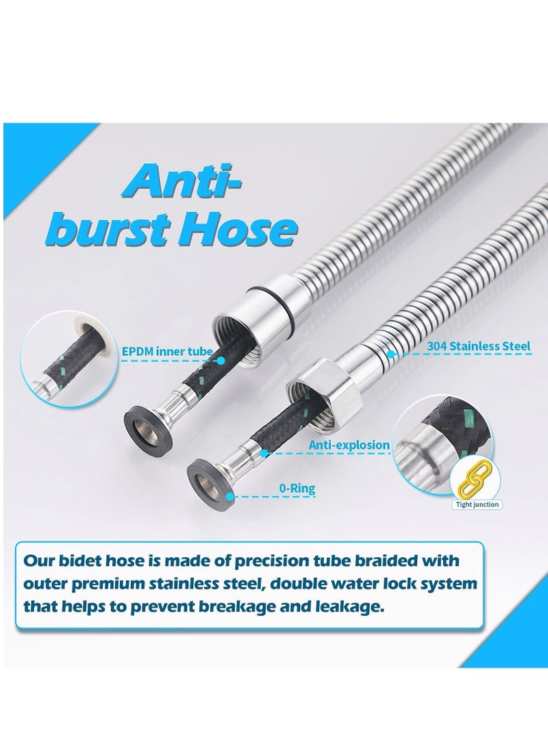 SYOSI Handheld Bidet Sprayer for Toilet-Adjustable Water Pressure Control with Bidet Hose for Feminine Wash, LUFEIDRA Stainless Steel Brushed Nickel Cloth Diaper Bidet Toilet Sprayer - Image 5