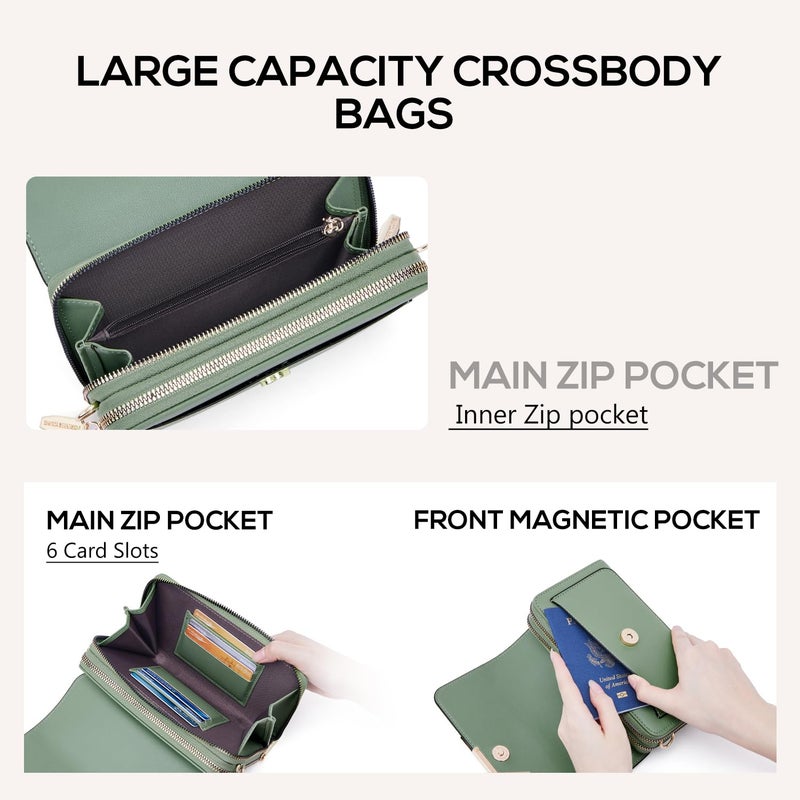 Roulens Small Crossbody Bag for Women,Cell Phone Purse Women's Shoulder Handbags Wallet Purse with Credit Card Slots - Image 3