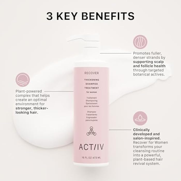 ACTIIV Recover Thickening Shampoo Treatment For Women | Supports the Appearance of Fuller, Healthier-Looking Hair, Supports Scalp Health, Plant-Based, Color-Safe, Vegan, All Hair Types - Image 3