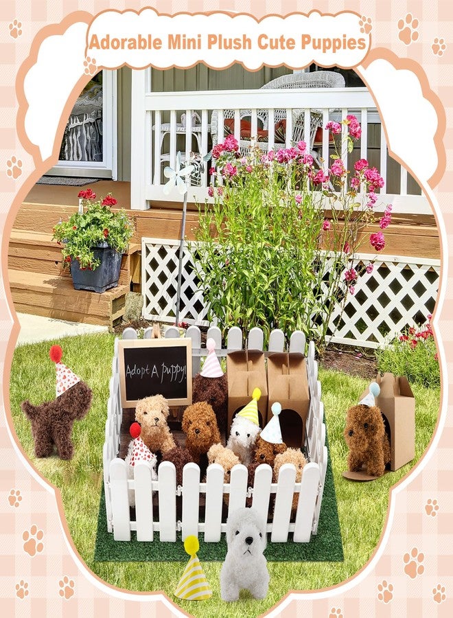 Rigibright 56Pcs Adopt A Puppy Party Favors Mini Plush Stuffed Animals Set Includes 14 Mini Dogs, Birthday Hats, White Plastic Fence with Artificial Lawn for Adopt A Pet Theme Birthday Party - Image 5