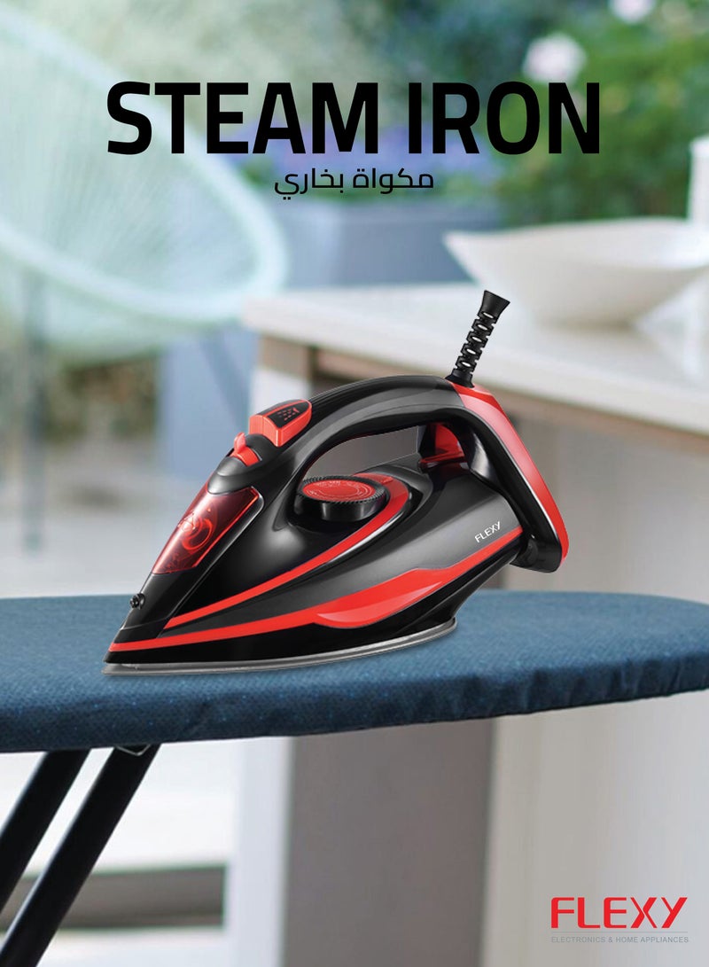 Flexy FLEXY STEAM IRON: 2000-2300W, ceramic soleplate, big soleplate, vertical steam, burst steam, self-clean, variable temperature, safety features, spray functions, 2-year warranty.  - Image 2