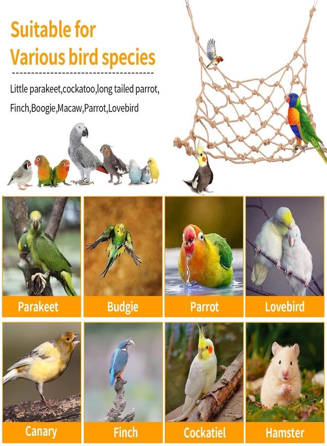 Tarini Hanging Climbing Net for Parrots and Hamsters, 50x40cm Small Animal Cage Accessory with 8 Hooks, Multi-Functional Pet Play Toy - Image 4