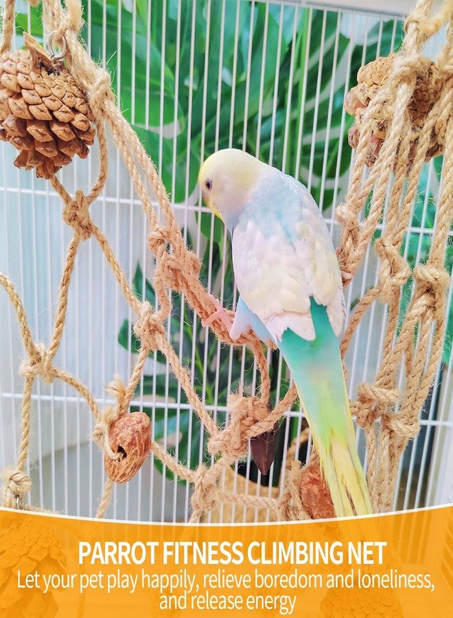 Tarini Hanging Climbing Net for Parrots and Hamsters, 50x40cm Small Animal Cage Accessory with 8 Hooks, Multi-Functional Pet Play Toy - Image 3