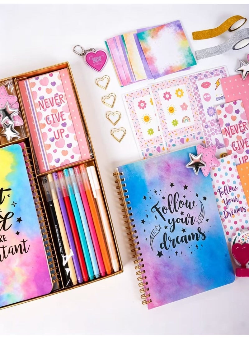 Prime Choice Back to School  DIY Journal Kit – Diary New Set with 2 Notebooks, Stickers, Washi Tapes, Clips, Pens & Accessories – Creative Scrapbook & Stationery Craft Box for Kids Age 4+ – Perfect Gift for Girls & Boys - Image 2