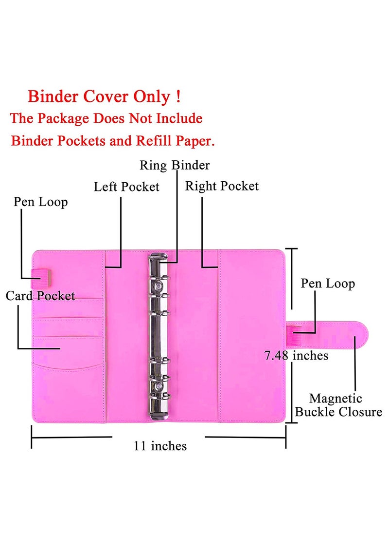 Generic Binder A6 Paper Leather Flip Card & Cash Wallet with 6 A6 Filling Paper Loops Blank Cover with Magnetic Snap Closure  - Image 3