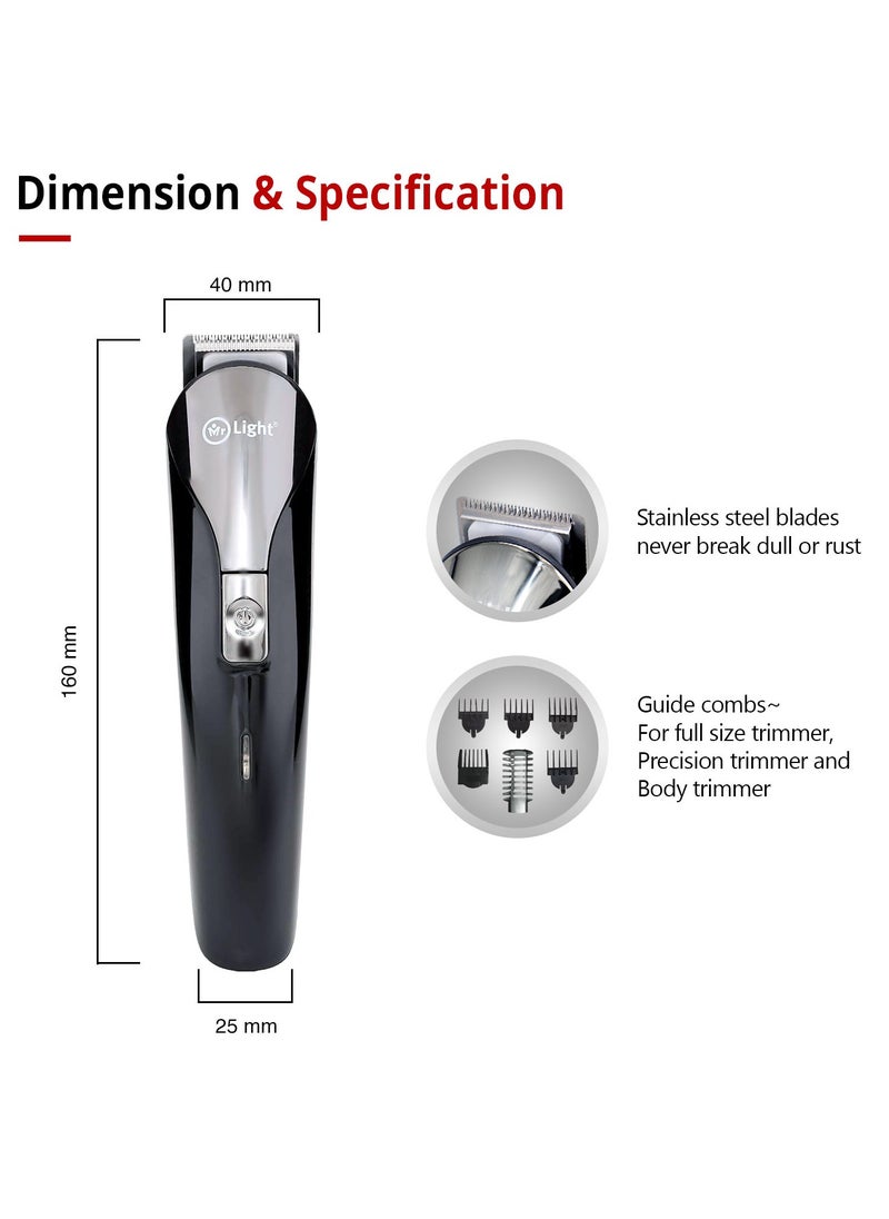 Mr. Light - 12 In 1 Rechargeable Grooming Kit Beard Trimmer Full Size Shaver Nose Body Design Trimmer Fast Charging Time 2 Hours Working Time 2 Hours USB Charge - Image 1