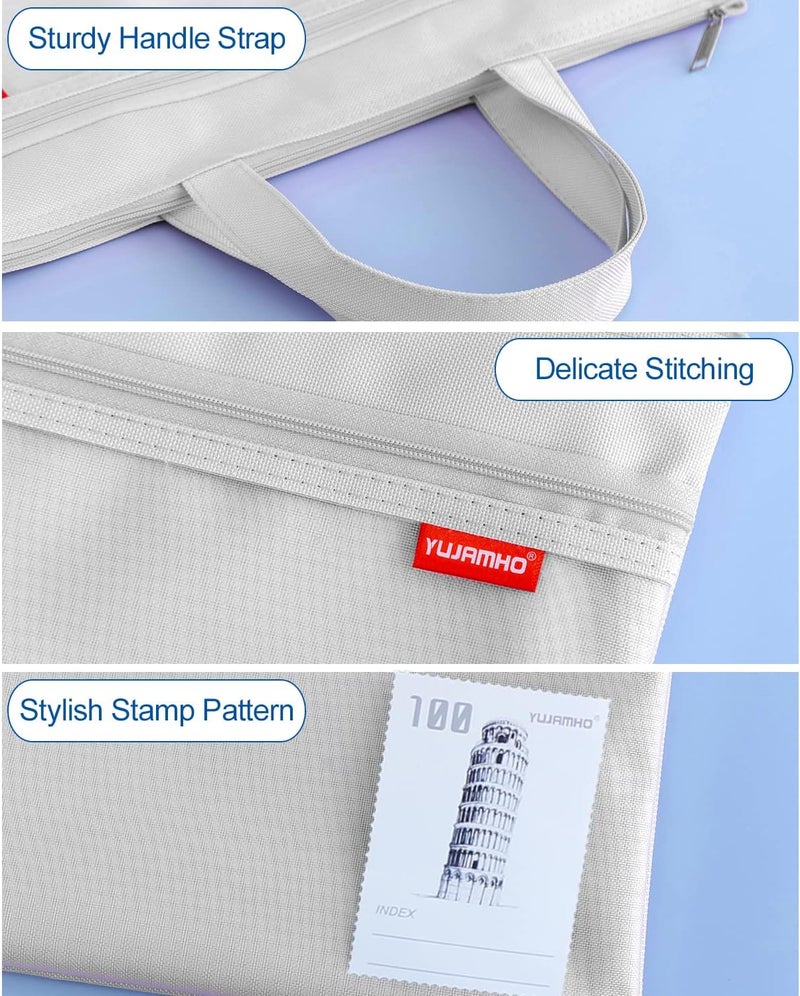 بيندانسي حقيبة مستندات A4، حقيبة ملفات بسحاب، حقيبة يدوية بسحاب، حقيبة حمل كتب، جيوب مزدوجة بسحاب مقاومة للماء للسفر المكتبي (رمادي) - Image 5