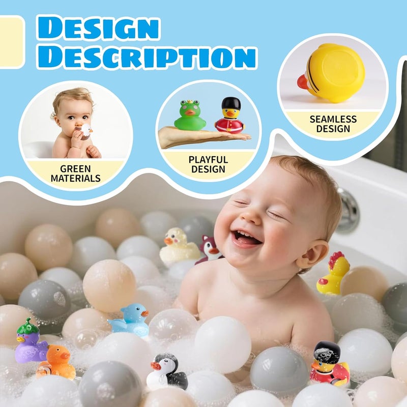 Grarain 24 Rubber Ducks Bath Toys for Toddlers, Hole-Free Bathtub Toys & Baby Pool Toys, from 18 Months for Girls and Boys - Image 3